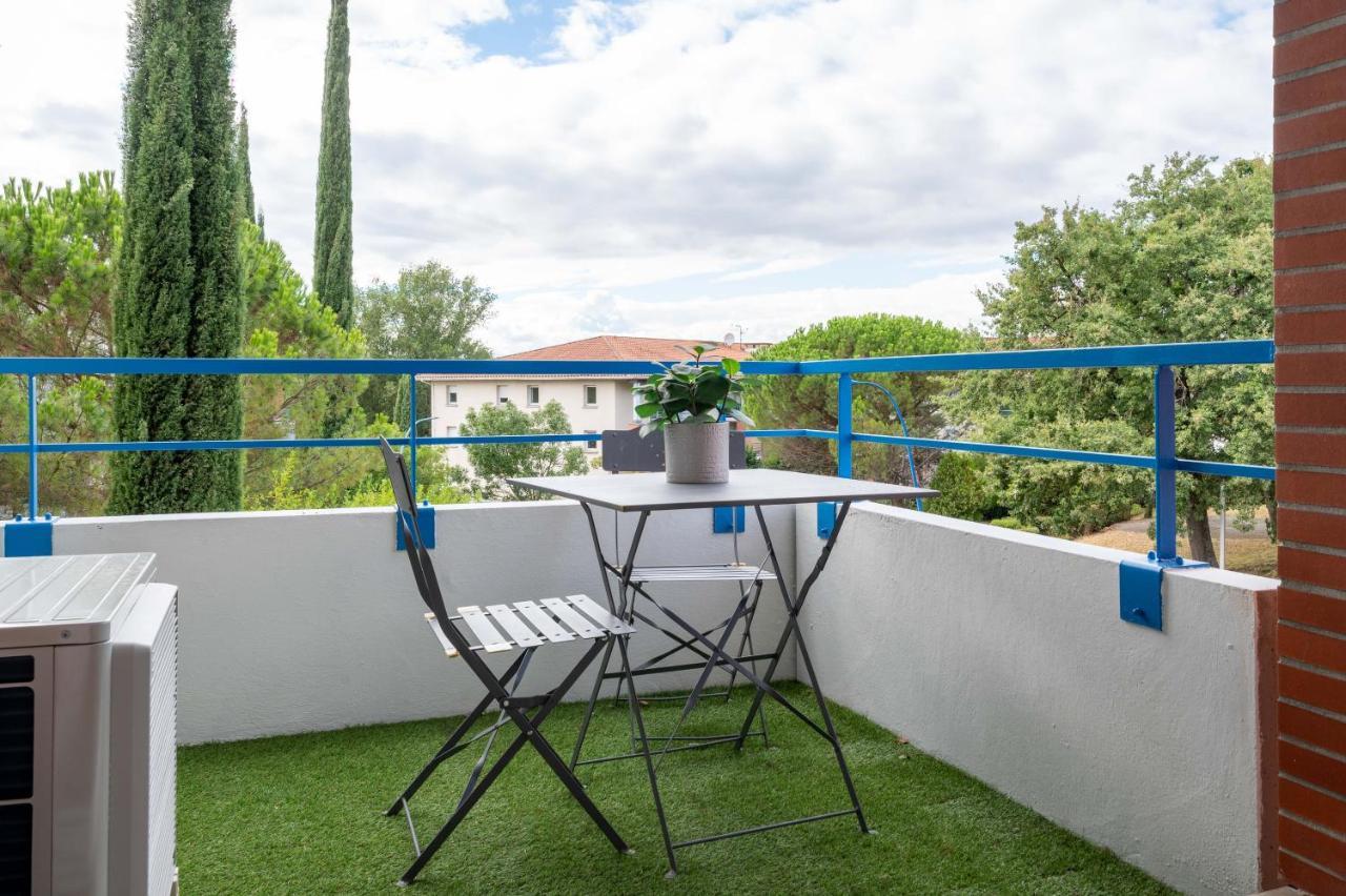 L'Airbusien - Terrasse et parking - Airbus à coté Colomiers Exterior foto